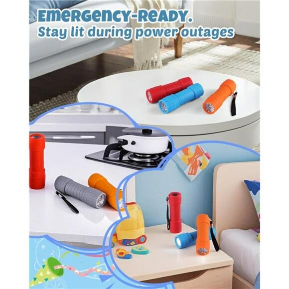 Mini LED Flashlight Set 6 Pack with Batteries Small Camping Emergency Lights - Picture 6 of 7